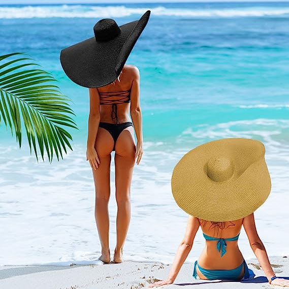 Oversized Beach Straw Hat for Women Large Wide Brim Visor Hats Summer –  Wise Living NZ