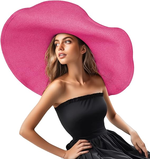 Oversized Beach Straw Hat for Women Large Wide Brim Visor Hats Summer Beach Cap