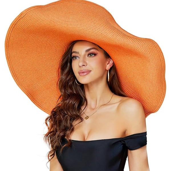 Oversized Beach Straw Hat for Women Large Wide Brim Visor Hats Summer Beach Cap