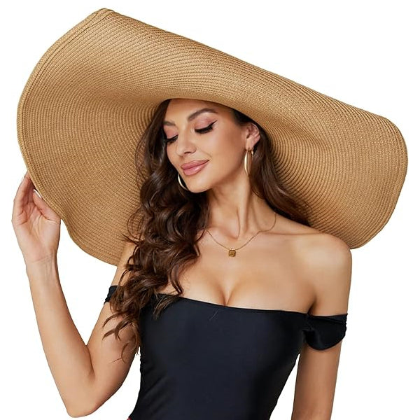 Oversized Beach Straw Hat for Women Large Wide Brim Visor Hats Summer Beach Cap