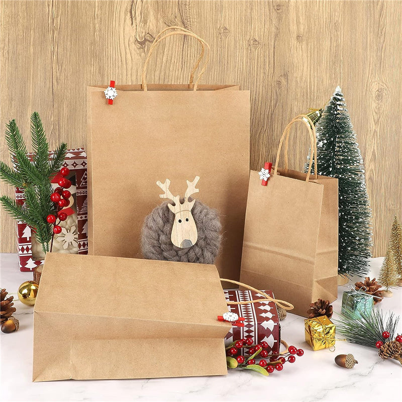 10PCs Kraft Paper Shopping Gift Bags with Handles