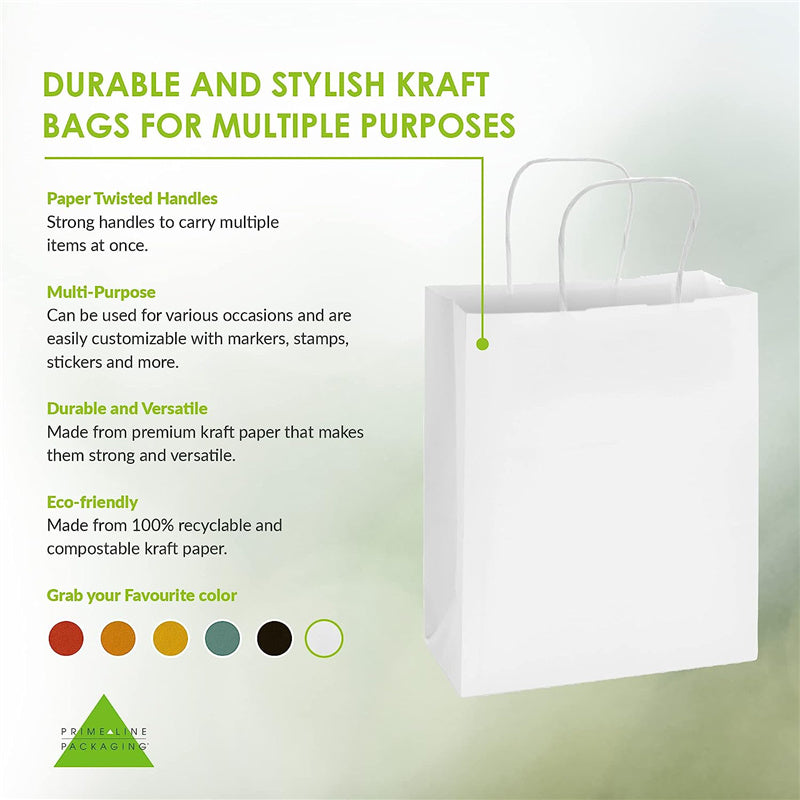 10PCs Kraft Paper Shopping Gift Bags with Handles