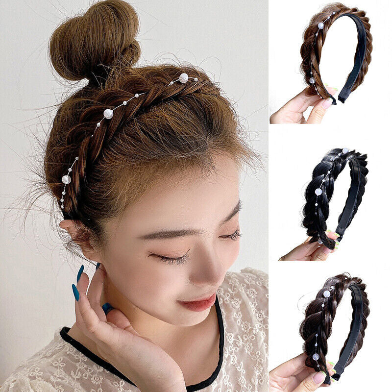 Pearl-Fishbone-Briad-Wig-Hairbands- for Women