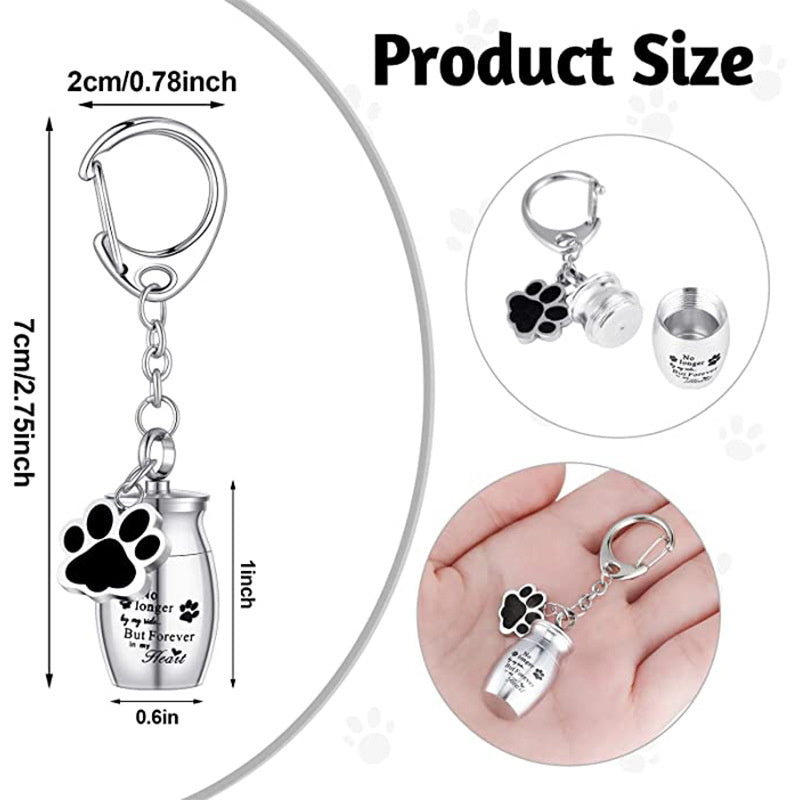 Stainless Steel Small  Pet Urns Keychain for Dogs Ashes Keepsake