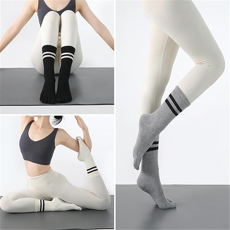 Non Slip Yoga Five Toe Grippy Trampoline Socks for Hospital Barre Sticky Gym Slipper Socks