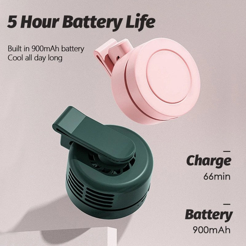 Portable Bladeless Mini Clip On3 Speeds Rechargeable Fan for Shirt & Waist
