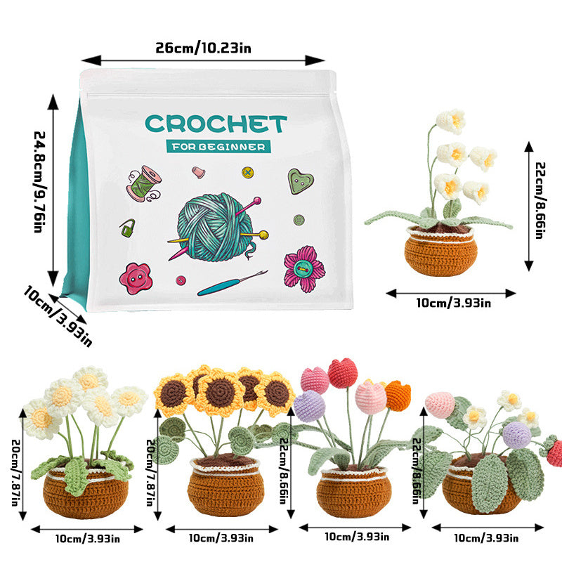 5PCs Potted Flowers Crochet Starter Kit