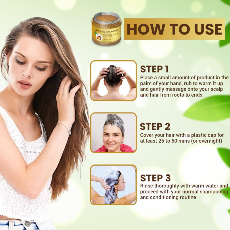 100% Pure & Natural Raw Batana Oil, Natural Hair Health Support for Men and Women