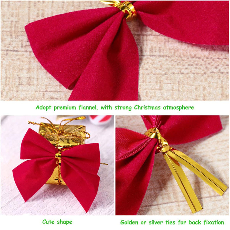 12Pcs Christmas Bows Xmas Tree Bowknot Ornaments Decoration