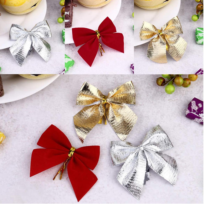 12Pcs Christmas Bows Xmas Tree Bowknot Ornaments Decoration