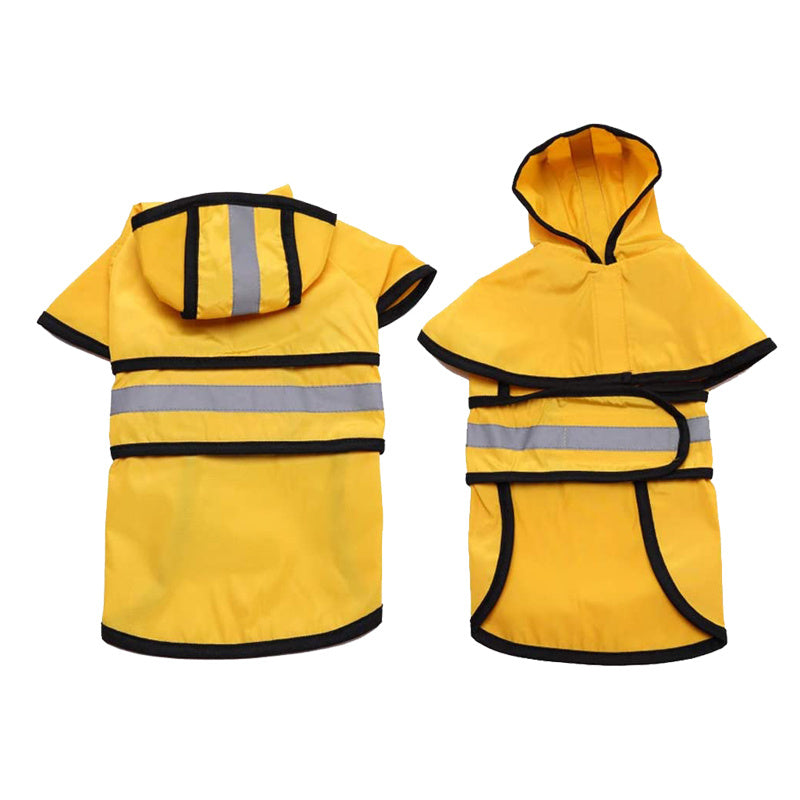 Reflective Yellow Dog Raincoat with Hood, Waterproof Pet Rain Jacket for Small Puppy Large Dogs