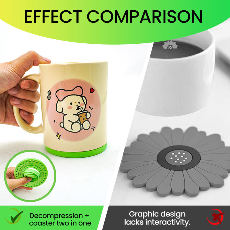 Removable 360° Rotating Coaster Toy Depressed Relief Toy Tea Cup