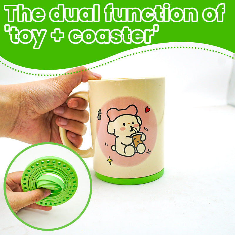 Removable 360° Rotating Coaster Toy Depressed Relief Toy Tea Cup