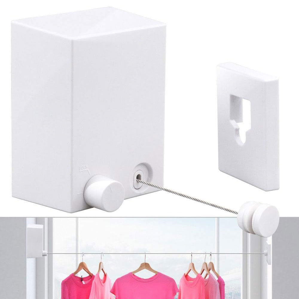 Retractable Clothesline Wall-Mounted Indoor Outdoor Washing Clothes Hanger