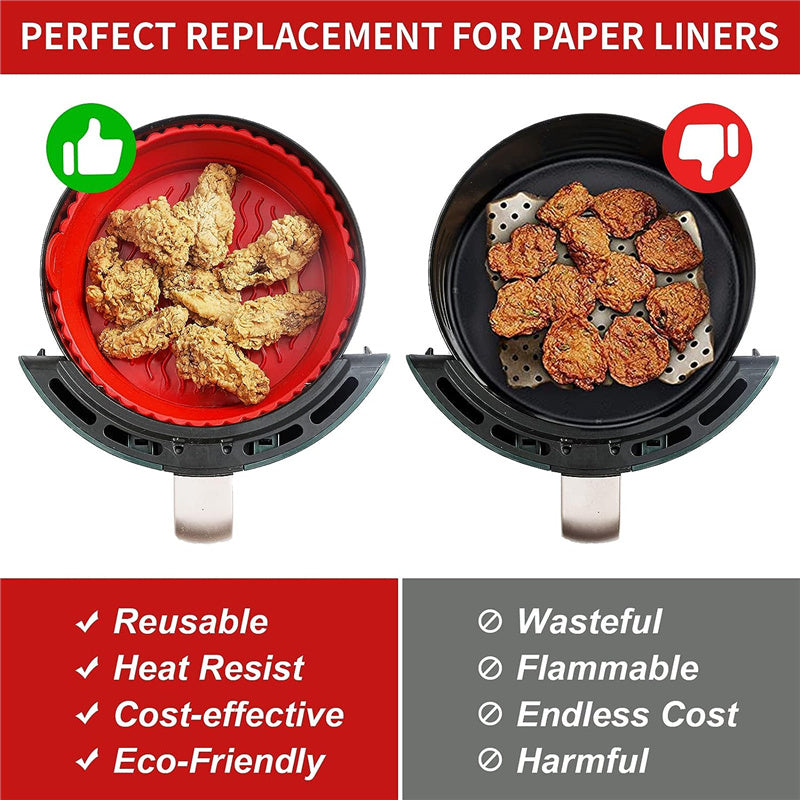 Reusable & Foldable Silicone Air Fryer Liners Basket BPA Free Dishwasher Safe