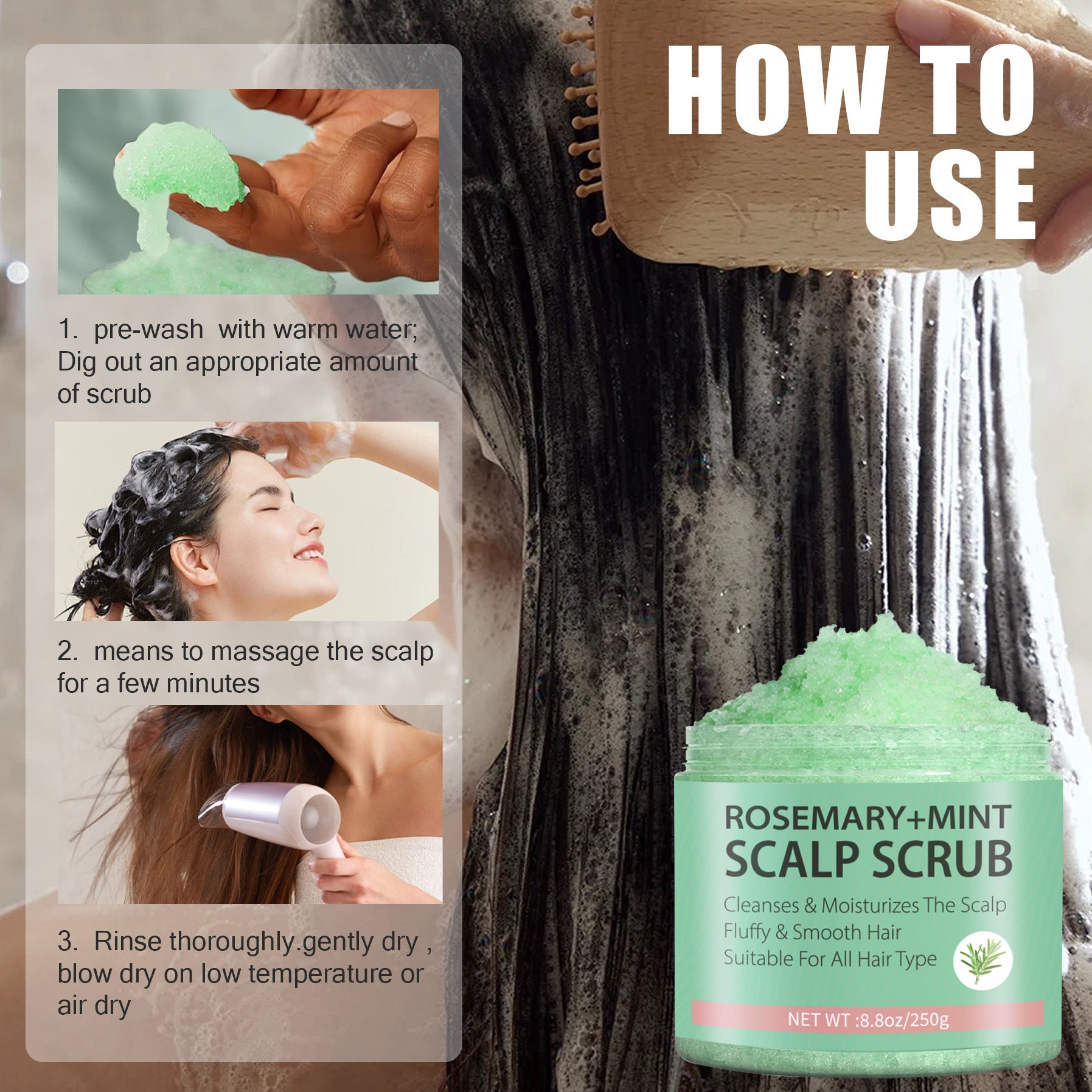 Scalp Scrub, Rosemary Scalp Exfoliator, Scalp Exfoliator Scrub for Build Up