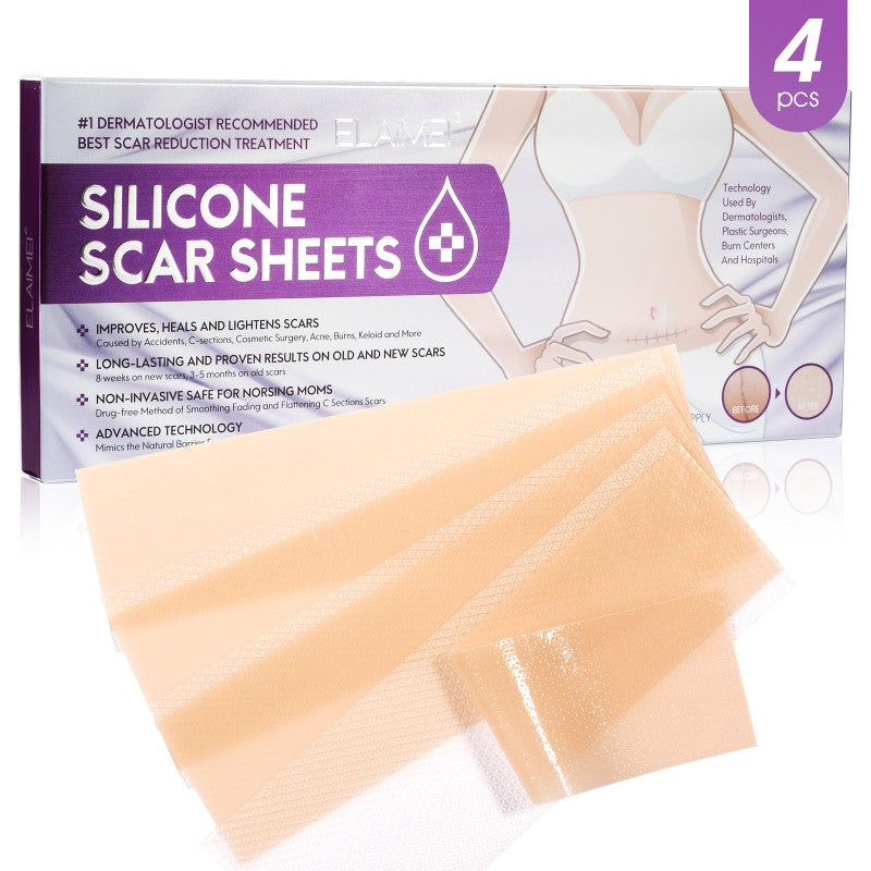4PCS Reusable Scar Removal Patch Silicone Gel Strips Patch Silicone Scar Sheet