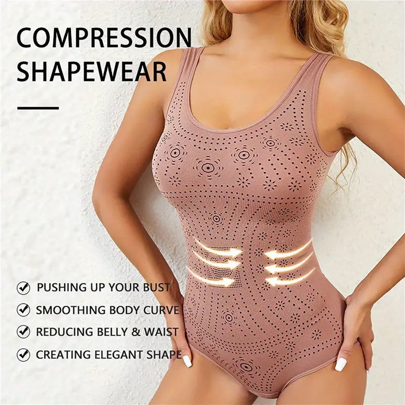 Seamless Bodysuit Shaper Printed Shapewear Belly Full Bust Compression Corset Underwear Women Tank Top