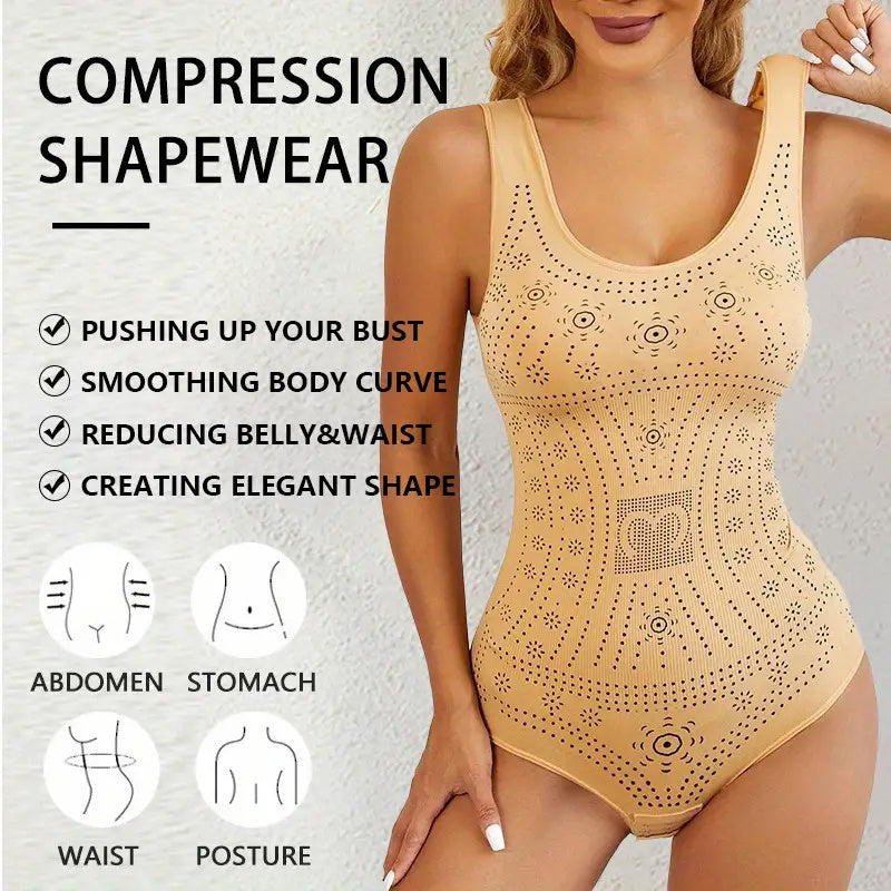 Seamless Bodysuit Shaper Printed Shapewear Belly Full Bust Compression Corset Underwear Women Tank Top