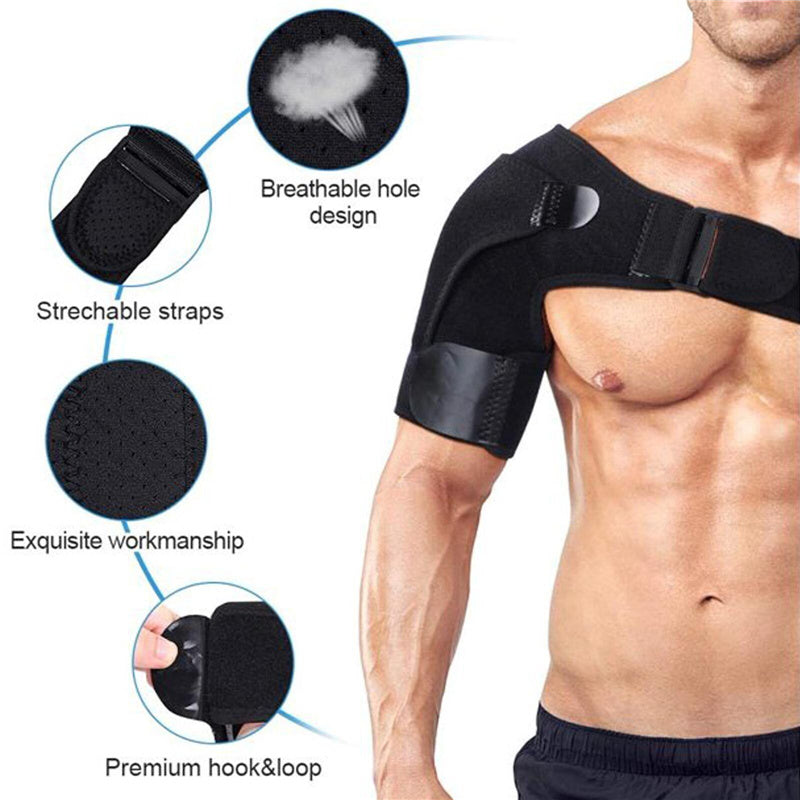 Shoulder Brace Rotator Cuff Support Relief Pain Adjustable Belt Black Left Right