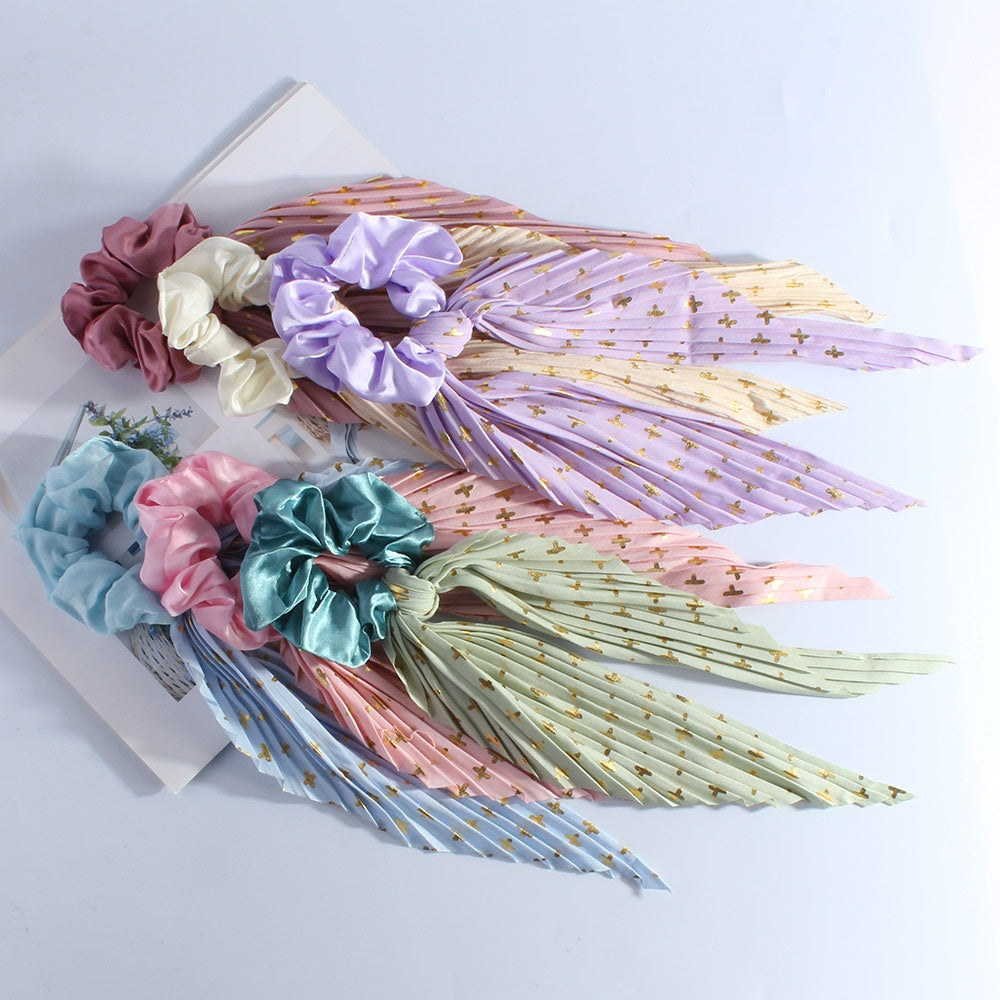 Silky Satin Chiffon Hair Ties with Long Ribbon Bow Rubber Bands