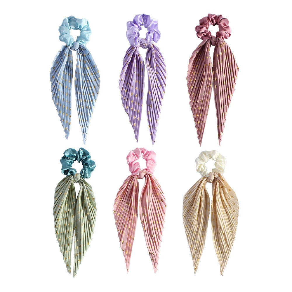 Silky Satin Chiffon Hair Ties with Long Ribbon Bow Rubber Bands