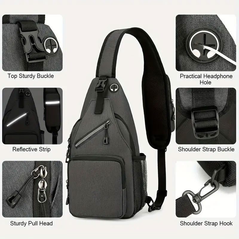 Sling Bag Crossbody Chest Bag – Small Travel Hiking Sling Backpack, Trendy Crossbody Purse