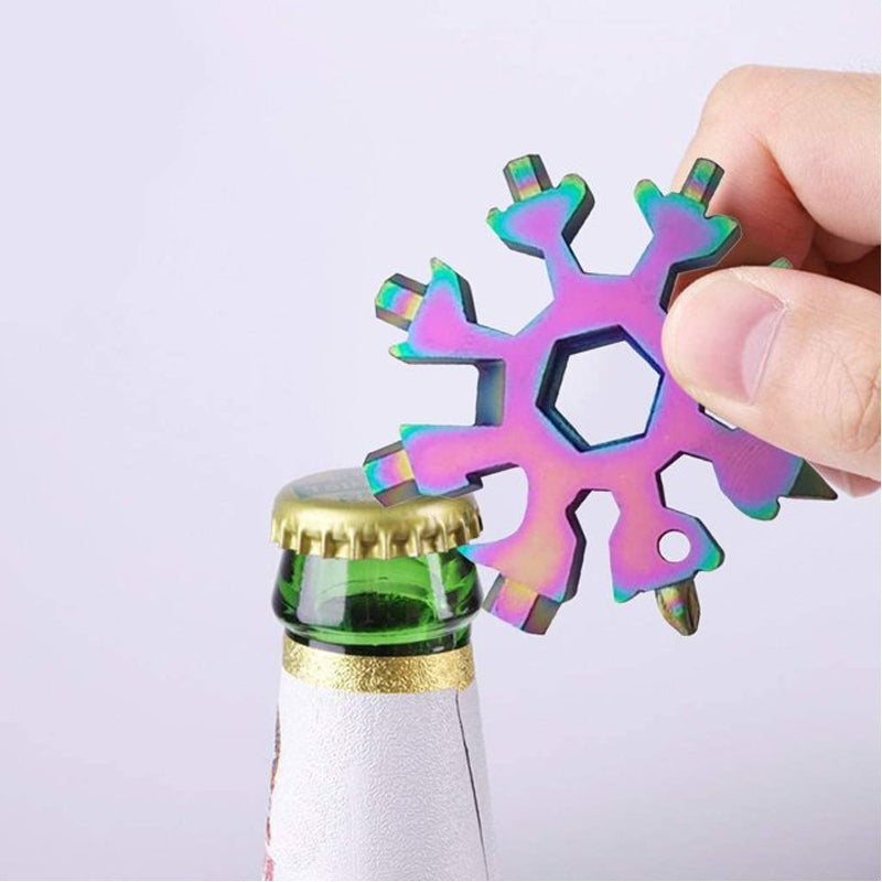 Snowflake Multi Tool 18-in-1 Pocket Tools: Small Screwdriver Allen Keys Hex Wrench Boxcutter Bottle Opener