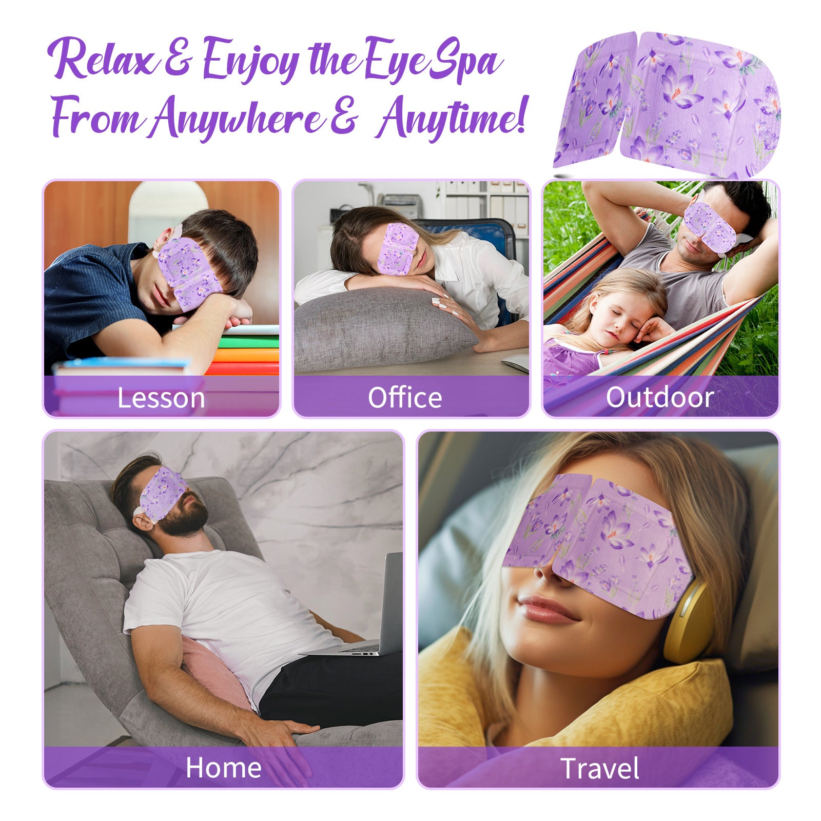 12pcs Steam Eye Masks, Lavender Self-Heating Moist Heated Eye Masks Warm Compress for Relieve Eye Fatigue