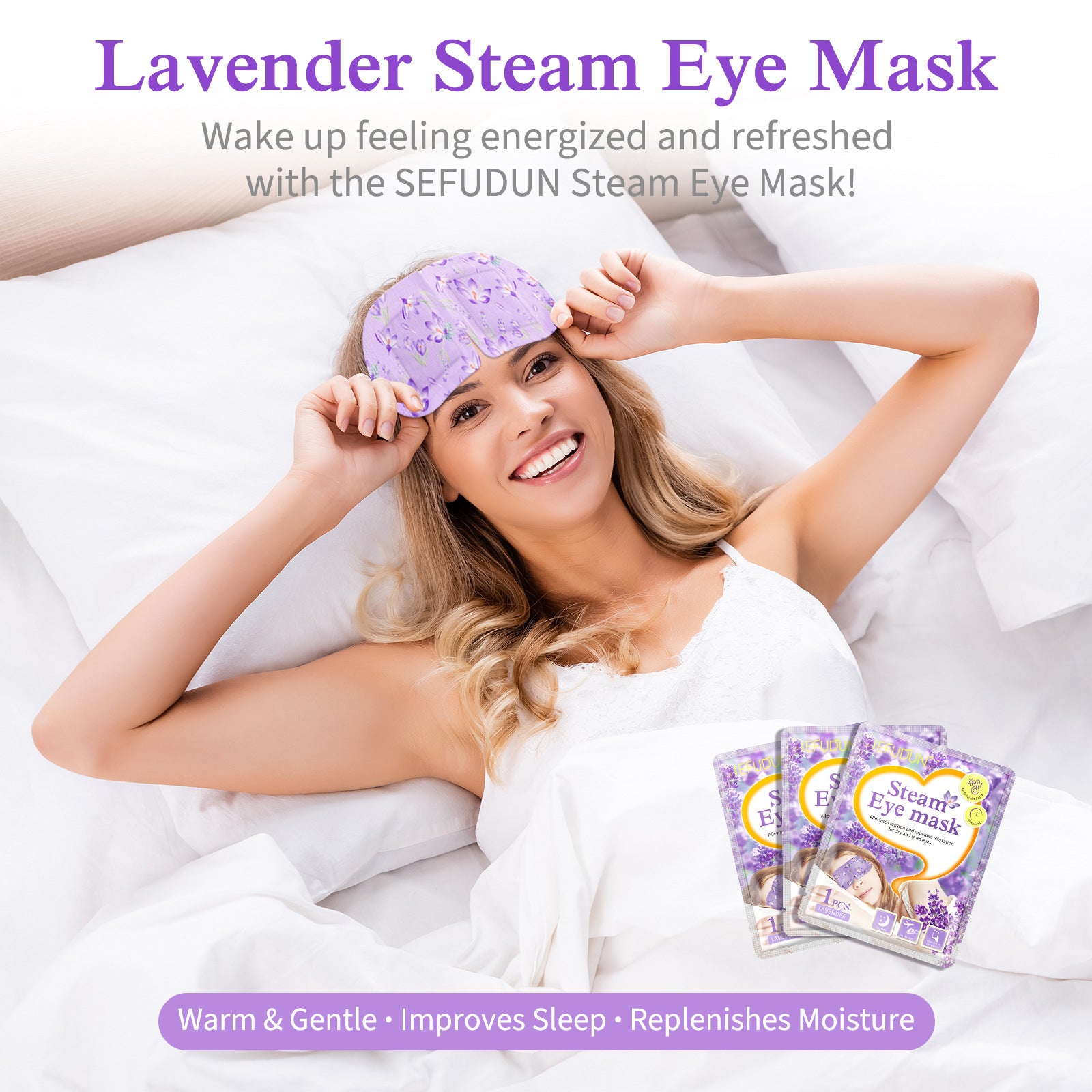 12pcs Steam Eye Masks, Lavender Self-Heating Moist Heated Eye Masks Warm Compress for Relieve Eye Fatigue