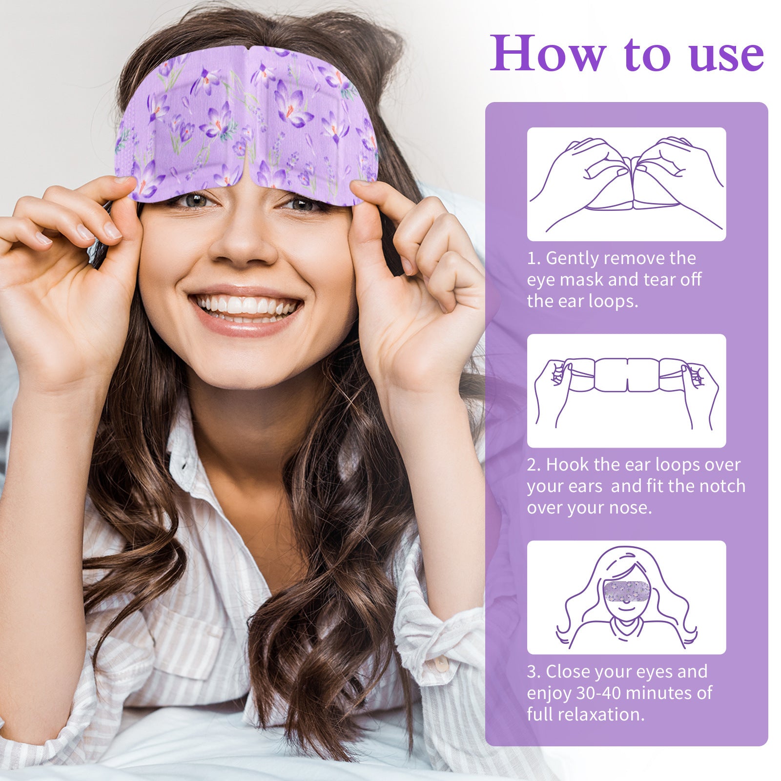 12pcs Steam Eye Masks, Lavender Self-Heating Moist Heated Eye Masks Warm Compress for Relieve Eye Fatigue