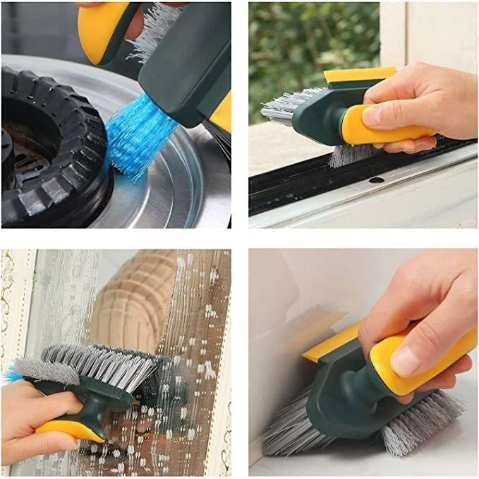 Handheld Tile Grout Cleaner Brush Corner Scrubber with Squeegee