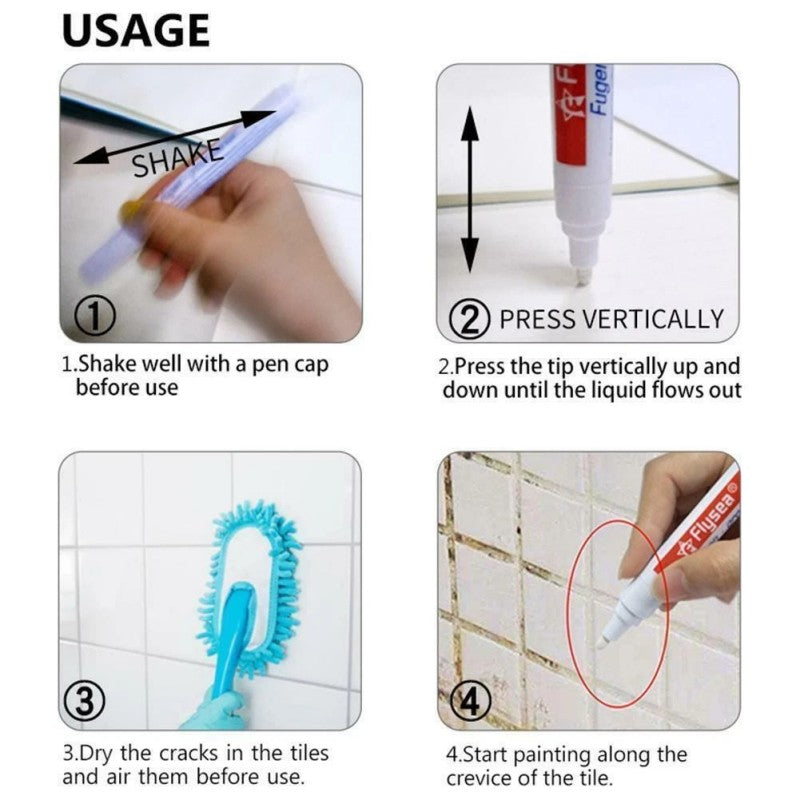 Tile Repair Pen Wall Gap Refill Agent Grout Refresher Marker Bathroom