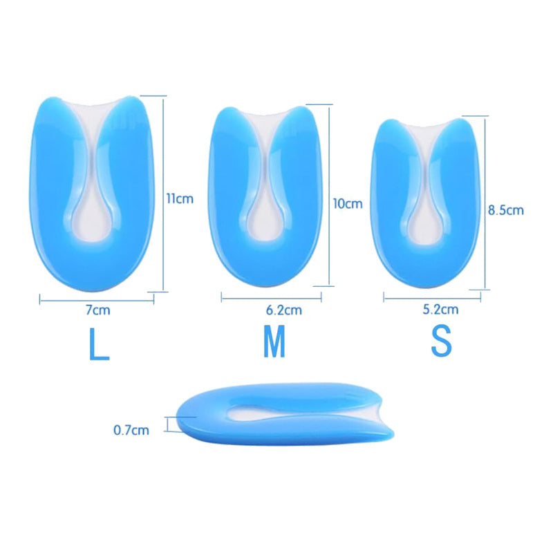 U-Shaped Heel Cups Silicone Gel Pads - Pain Relief for Heel Spurs