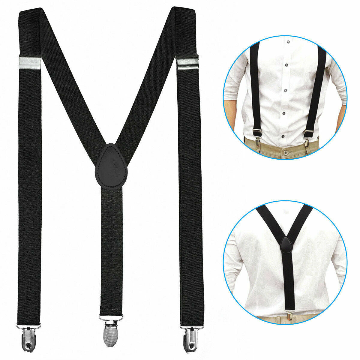 Unisex Adjustable Clip-on Suspenders Elastic Y-Shaped Braces Belt