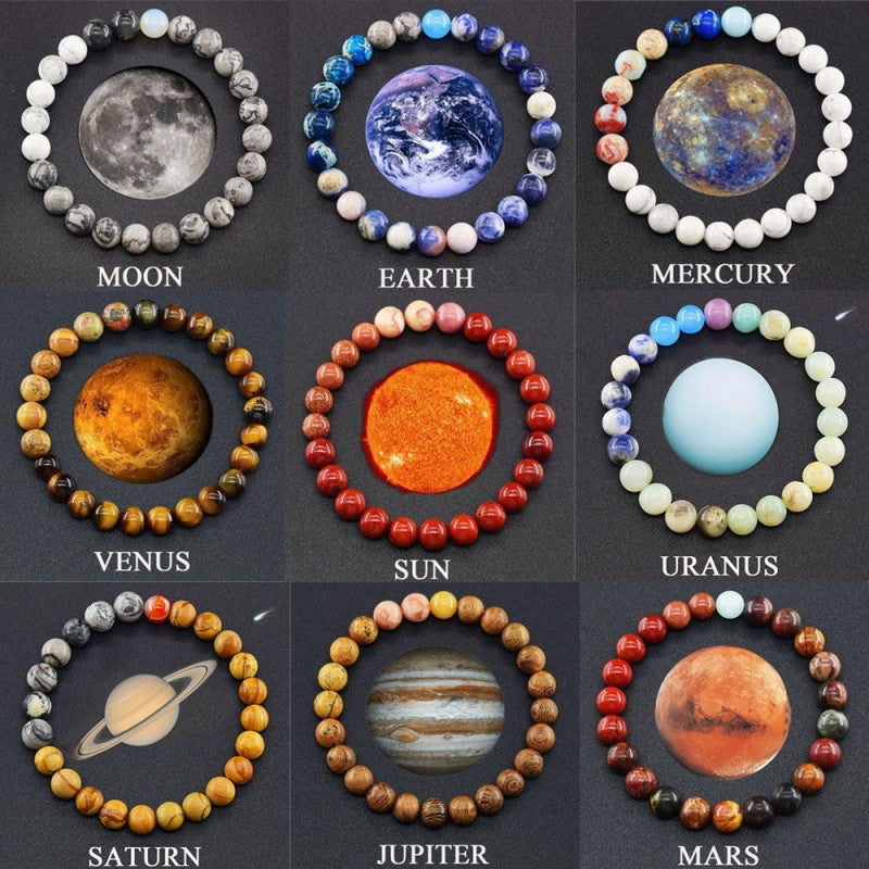 Universe Solar System Bracelet Women Natural Stone Eight Planets Bracelet ﻿
