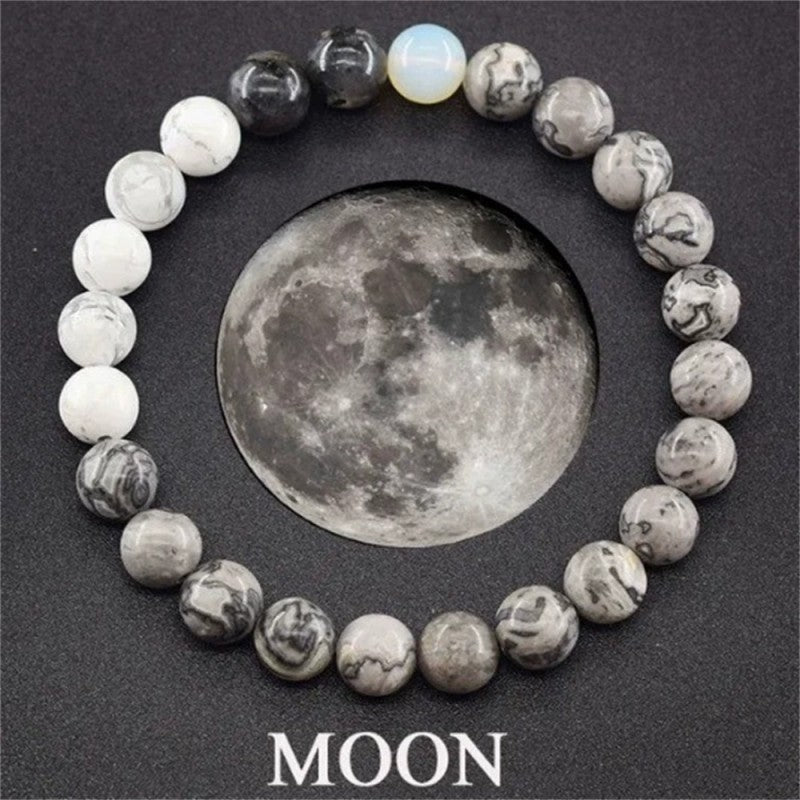 Universe Solar System Bracelet Women Natural Stone Eight Planets Bracelet ﻿