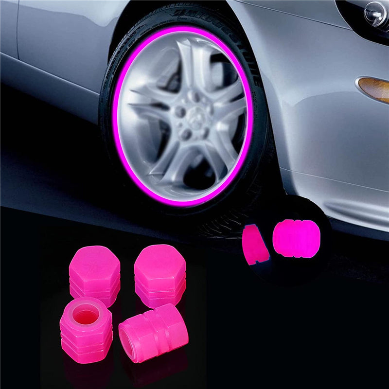 4pcs Universal Glow Car Tire Valve Caps Wheel Rim Dust Cover