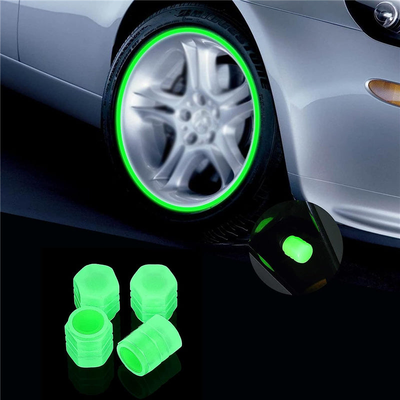 4pcs Universal Glow Car Tire Valve Caps Wheel Rim Dust Cover