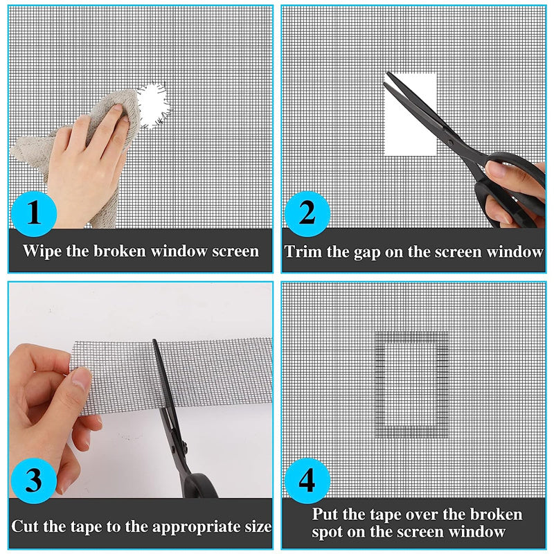 Adhesive & Waterproof Window Screen Fiberglass Covering Mesh Repair Patch Tape