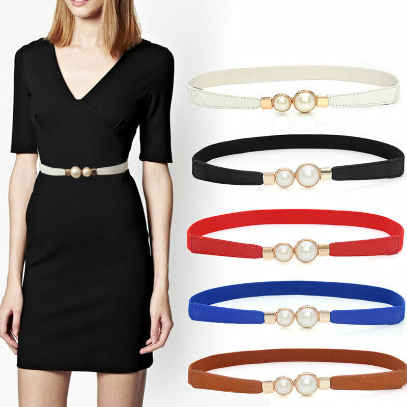 Women's Belt Black Slim Belt Elastic Waist Belt Skinny Waist