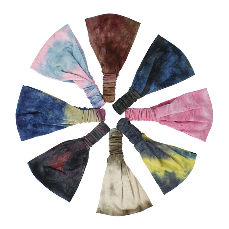 Women Knotted Headband Tie Dye Head Wraps Workout Sweatbands