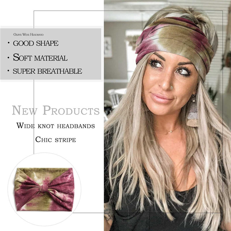 Women Knotted Headband Tie Dye Head Wraps Workout Sweatbands