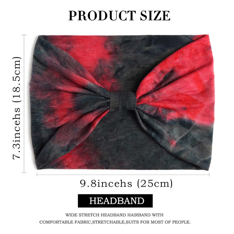 Women Knotted Headband Tie Dye Head Wraps Workout Sweatbands