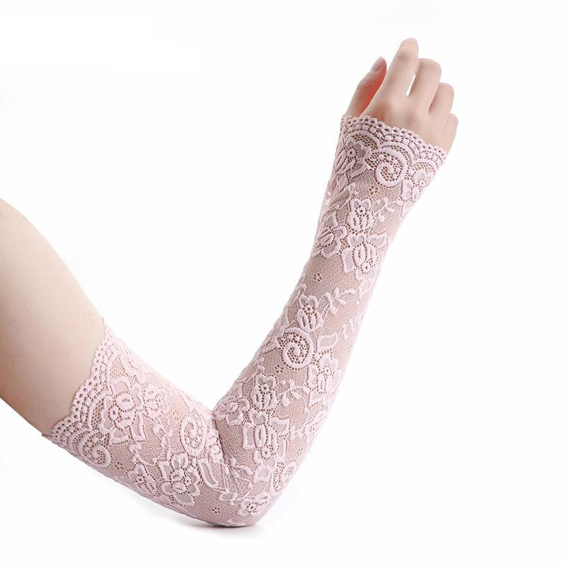 Women's Lace Gloves Fingerless Arm Sleeve Long Thin Sun Protection