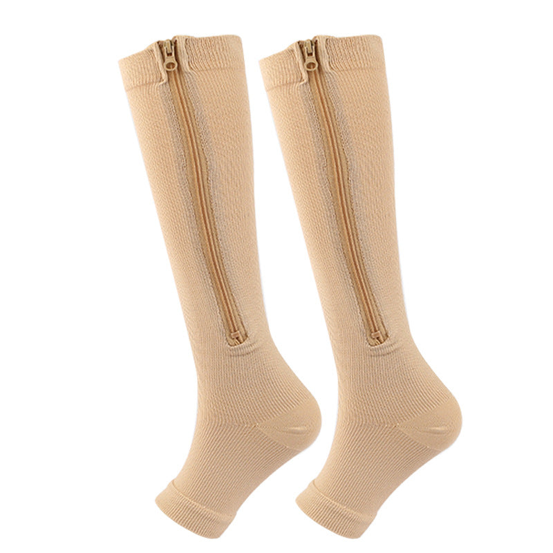 Zipper Open Toe Compression Socks Stockings for Men Women