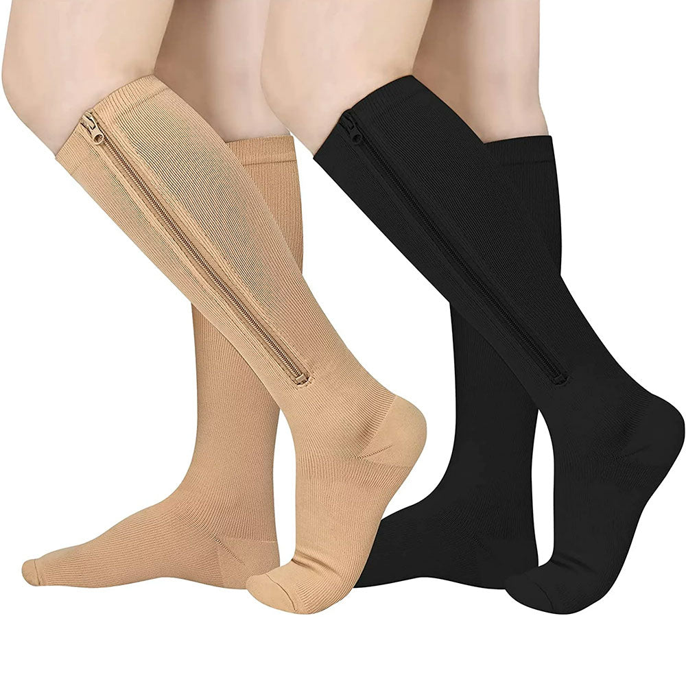 Zipper Compression Socks Support Sports Stockings for Men and Women