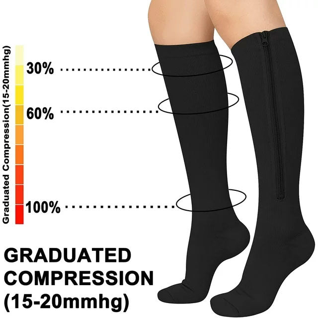 Zipper Compression Socks Support Sports Stockings for Men and Women