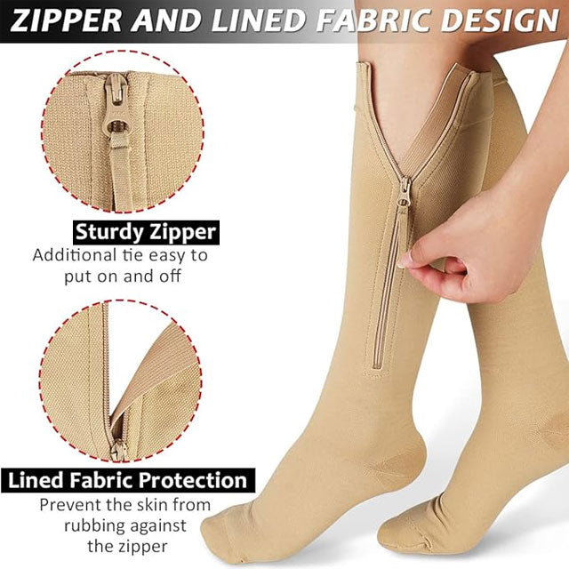 Zipper Compression Socks Support Sports Stockings for Men and Women