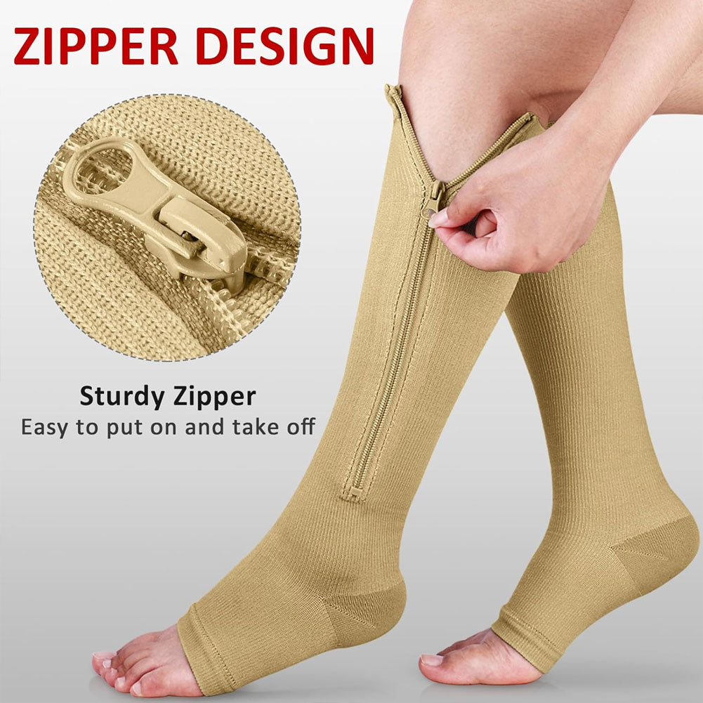 Open Toe Zipper Compression Socks